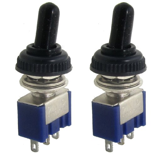 SOURCING MAP 2 Pcs 125V 6A ON/ON 2 Posición SPDT 3 Pins Interruptor Conmutador con Tapa Impermeable