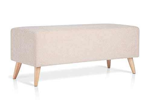 SUENOSZZZ-ESPECIALISTAS DEL DESCANSO Banqueta VARSOVIA pie de Cama otomana reposapies de Estilo nórdico tapizado en Tela Beige