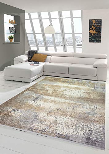 Teppich-Traum Alfombra de Lana Alfombra de diseño Abstracta Hecha de Fibras Naturales en Beige Gris Crema Größe 160x230 cm