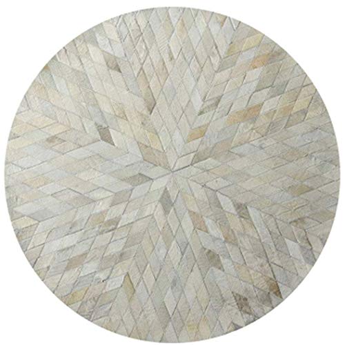 Teppichks Costura de Cuero Alfombra Redonda Sala de Estar Dormitorio Alfombra portátil Escalera Cestas Colgantes Alfombra Silla giratoria Alfombrillas para pie/Piso/Puerta Personalizable (120 cm)