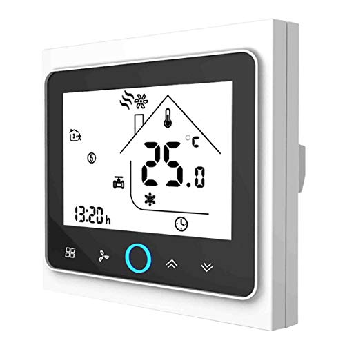 Termostato Inteligente para caldera de gas/agua,Termostato Calefaccion Wifi Pantalla LCD (pantalla TN) Botón táctil retroiluminado programable con Alexa Google Home and Phone APP-Negro/Blanco