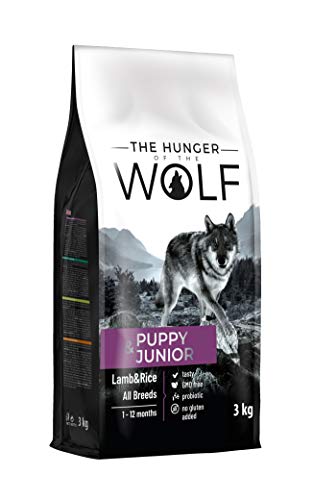 The Hunger of The Wolf Alimento seco para cachorros y animales jóvenes con cordero y arroz de todas las especies, fórmula delicada, 3kg