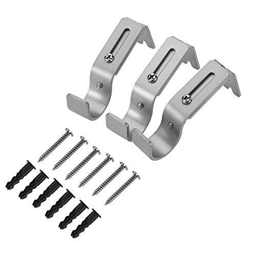 Thursday April, 3 Pcs Soportes de Cortina de Metal Soporte de Cortina Ajustable Soportes de Cortina de Alta Resistencia con Tornillo para Postes Varilla de Pared(Plata,Hierro)