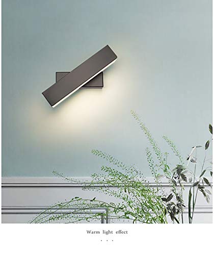 Tian Pan 6 W/26 cm lámpara de pared LED, aplique giratorio a 350 °, aplique de pared interior, CA 100 – 240 V, luz blanca cálida [Clase de eficiencia energética A+] (Color: Sub negro)