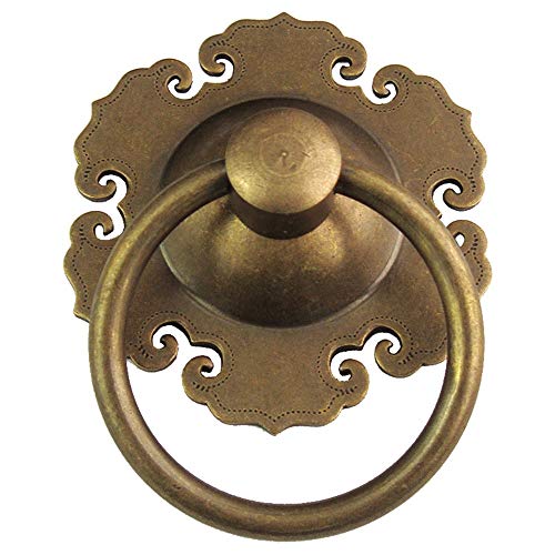 Tiradores para muebles con manijas 1 x Gran diámetro exterior de 80 mm, manijas de puerta de latón redondas, manijas de puerta de círculo de gota de bronce antiguo retro vintage, tornillos incluidos p