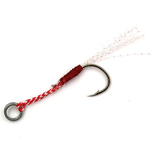 TOOGOO 5pzs / Lote Cuchara Jigging de Acero Inoxidable Gancho de Pesca con Pluma y Anillo Placa Anzuelo Ayuda de Corchete Gancho de Agua Salada 12#