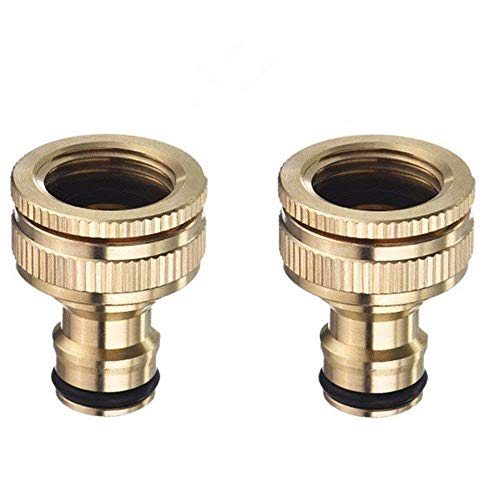 Topways® 3/4 Pulgadas y 1/2 Pulgada BSP 2in1 Metal latón Adaptador de Grifo roscado Exterior Conector de Manguera Graden Tap Connector Threaded Faucet Adapter 2 Pieza