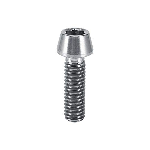 Tornillo de titanio con arandela, tornillo de cabeza cónica Nuevo aleación de titanio Tornillo de tornillo de cabeza cónica de titanio con arandela para bicicleta de montaña(M6X20 plata)