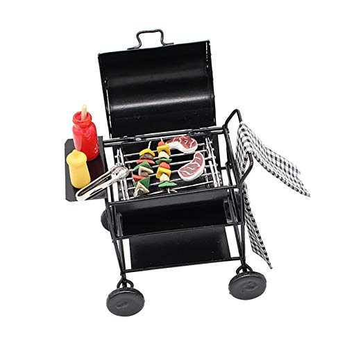 TOYHEART Accesorios De Casa De Muñecas, 1:12 Casa De Muñecas Cocina Parrilla De Barbacoa Modelo De Horno En Miniatura Niños Juego De Simulación Juguete para Niños Negro