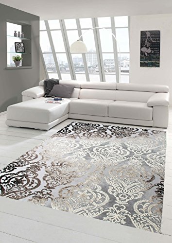 Traum Alfombra diseñador Alfombra Moderna de Lana Alfombra Heather salón Alfombra Alfombra Ornamento Gris Crema de Color Topo Größe 160x230 cm