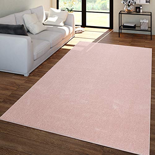 TT Home Alfombra Salón Colores Lisos Pelo Corto Moderna Suave Sencilla Rosa, Größe:160x220 cm