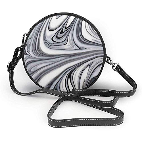 TURFED Hombro con césped PU bolso redondo Apartamento mezcla de líquido y alucinatorio surrealista mármol Figuras Gráfico Imagen por tema gris bolso