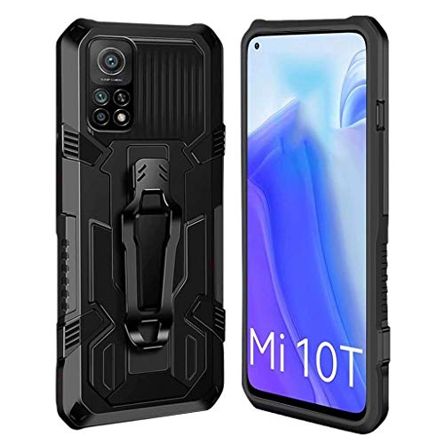 Ubrand DBLX Funda para Xiaomi Mi 10T / Mi 10T Pro, con [Pinza de cinturón][Soporte Base] Caracteristicas de Carcasa, Anti-arañazos, Anti-Golpes, Militar Libro Bumper telefono Case - Negro