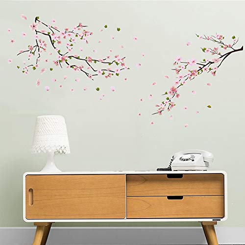 ufengke Pegatinas de Pared Flores de Durazno Vinilos Adhesivas Pared Árbol Rama Decorativos para Habitación Dormitorio Sala de Estar