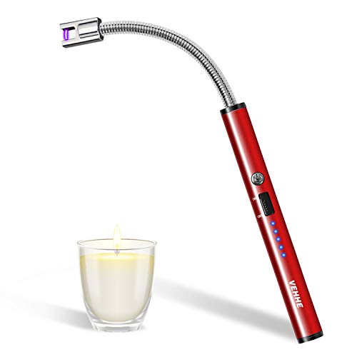 VEHHE Encendedor electrico USB, Encendedor Cocina Arco Eléctricos, con USB Chargable y Pantalla LED de batería Cuello Flexible Extendido Encendedor Electrico, Estufas de Gas, Camping Barbacoa