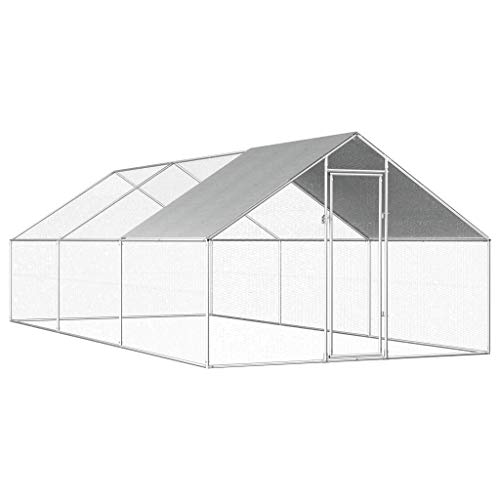 vidaXL Jaula Gallinero de Exterior de Acero Galvanizado 2.75x6x1.92m Aves Corral Habitáculos Animales Pequeños Sistema Cierre con Cerradura Paredes Malla