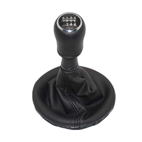 Viviance 5 6 Speed Gear Stick Shift Knob Frame Boots Negro para VW Transporter T5 T6 (Negro 6 velocidades)