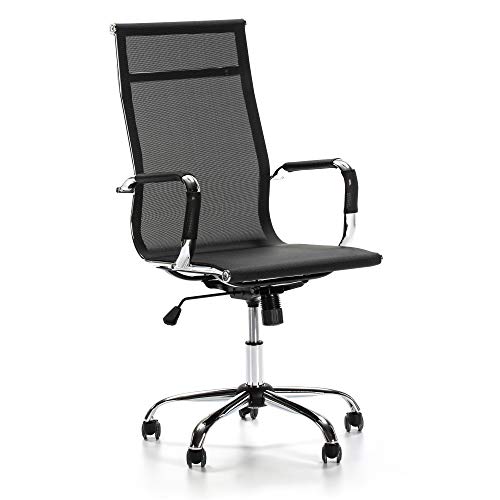 VS Venta-stock Sillón de Oficina Slim reclinable, Tejido Transpirable, Silla ejecutiva con reposacabezas, Altura Ajustable, Diseño ergonómico