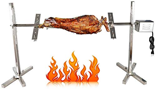 Wangkangyi - Pincho giratorio de acero inoxidable, 30 kg, con motor y patas de apoyo, asador giratorio, universal