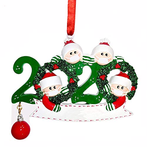 WELLXUNK® Adornos Navidad Colgantes Muñeco Familia Sobrevivido Adornos de árbol de Navidad 2020 Adornos de Adorno de Navidad, Accesorios de casa, Adornos navideños Decoraciones (4A Heads)