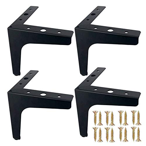 Wenxiaw Patas de Mueble Triangulares Negras Pata de Mesa DIY Acero Negro para Mesa de Centro, Mesa de Comedor, Escritorio de Diseño, Mesita de Noche, Sillas, Armario y Sofá, 4 Piezas (10cm)