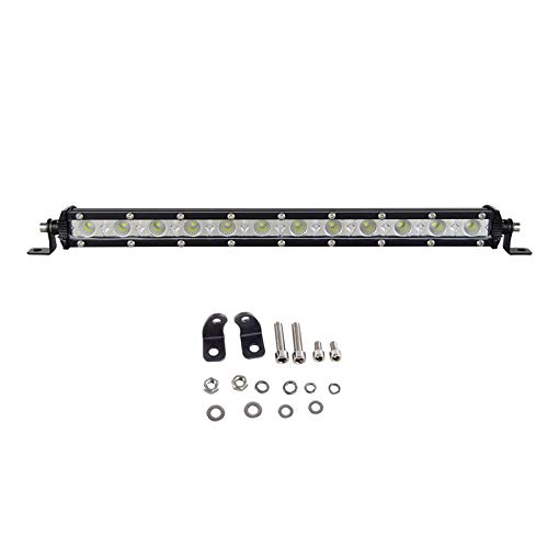 Willpower Barra LED 60W 33cm Barras de Luz de Trabajo Unica Fila Inundación 12V 24V 6000K Faro Led IP67 Impermeable Focos Led para Coche 4x4 Tractor Camino Barco ATV UTV SUV 4WD