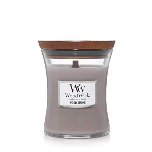 WoodWick vela aromática mediana en forma de reloj de arena, humo de leña