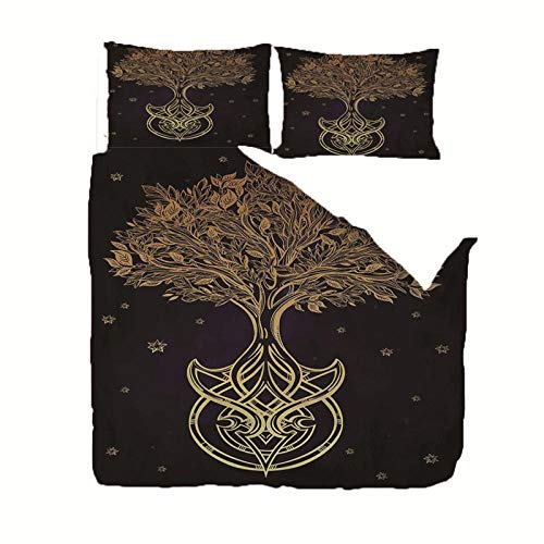 WPHRL Ropa de Cama Funda de edredón y Funda de Árbol de Bronce Negro Juego de Cama 100% poliéster con Cremallera Oculta Viernes Negro de Navidad 210x210cm