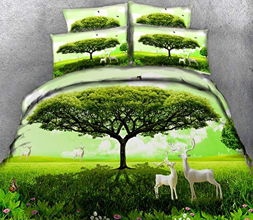 WPHRL Ropa de Cama Funda de edredón y Funda de Árboles y Animales Verdes Juego de Cama 100% poliéster con Cremallera Oculta Viernes Negro de Navidad 200x200cm