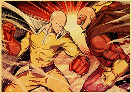 WPLSKY Anime japonés One Punch Superman Lienzo póster Retro Pared Impresiones Lienzo Pintura Bar decoración del hogar Mural 60 * 80 cm m