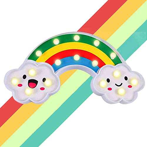 XIYUNTE Linda luz de noche con arco iris LED Letra en forma de arco iris Luces de noche Batería de marquesina Signo Decoración de habitación Niños Lámparas de mesa Decoración de dormitorio