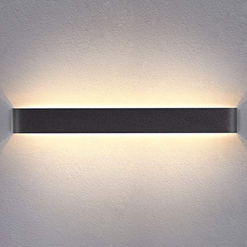 Yafido Aplique Pared Interior LED 90CM Lámpara de pared 30W Blanco Cálido 3000K Negro para Salon Dormitorio Sala Pasillo Escalera AC 220V