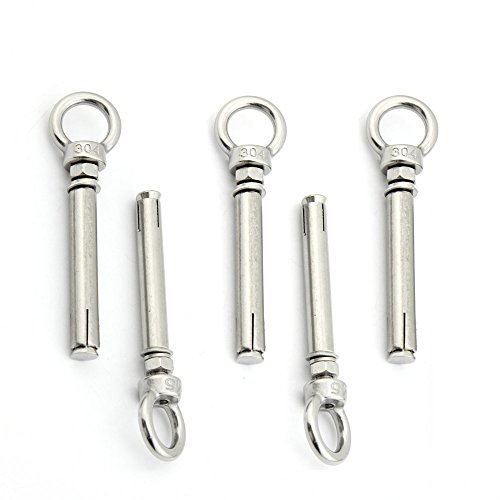 Yasorn 5-pack Anillo de acero inoxidable tornillos de cáncamo de expansión Tornillo Tornillo M6x70mm