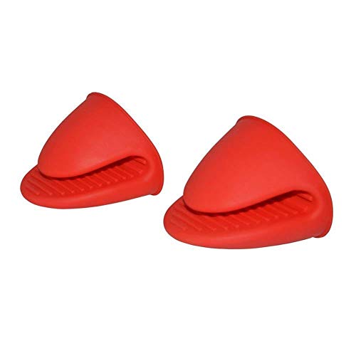 YuamMei 1 par (2 Piezas) Guantes de microondas Resistentes al Calor de Silicona Mini Manoplas de Horno (Rojo)