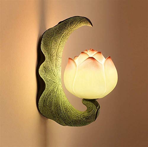 Z-LIANG Lámpara de Loto, Lámpara Flor, Aplique pared decorativos, Lámpara de pared Rústica, Iluminación interior para dormitorio, salón