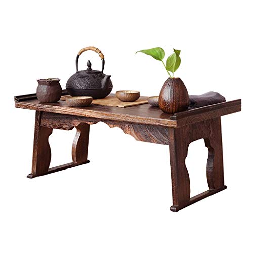 ZLJ Mesa Auxiliar Mesa de Centro Plegable Bajo portátil Madera Cuadrada Mesa de té Retro de Alta Capacidad Sala de Estar Balcón Apartamento pequeño Cama (Tamaño: 80X44X36cm)