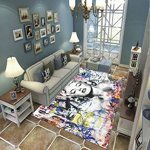 zpbzambm Alfombras Modernas,Moquetas De Dormitorio De Sala De Estar De Tacto Suave De Pelo Corto,Impresión 3D Marilyn Monroe, Fácil De Limpiar Y No Suelta Pelo,Talla :100X150Cm