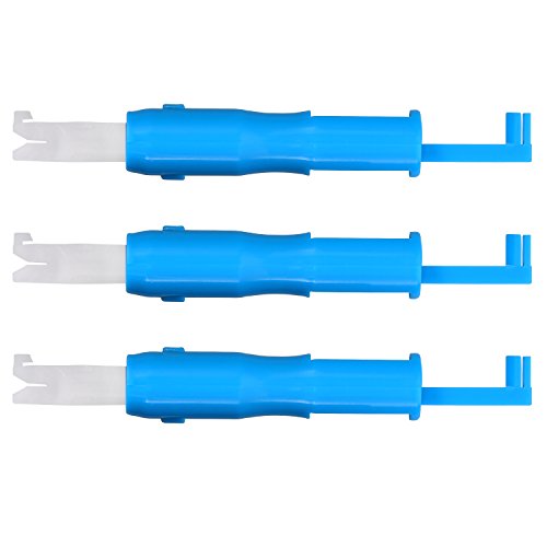 3 Piezas Insertor de Aguja de Costura Herramienta de Enhebrar Aguja Enhebrador de Aguja Automático para Máquina de Coser (Azul y Blanco)