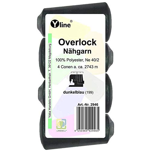 4 bobinas Overlock – Hilo de coser, color azul oscuro, 2743 m, NE 40/2, 100% poliéster, hilo para máquina de coser, 2946