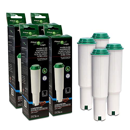 4x FilterLogic CFL-801B - Cartucho de filtro reemplaza JURA Claris WHITE no. 60209 / 68739 / 62911 - para Jura Cafetera automática / Máquina de café espresso - Filtro de agua