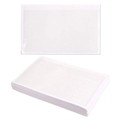 50 autoadhesivas índice tarjeta bolsillos con laterales abiertos – Ideal para organizar y proteger sus tarjetas de índice – Cristal transparente plástico, 5,5 x 8,8 pulgadas