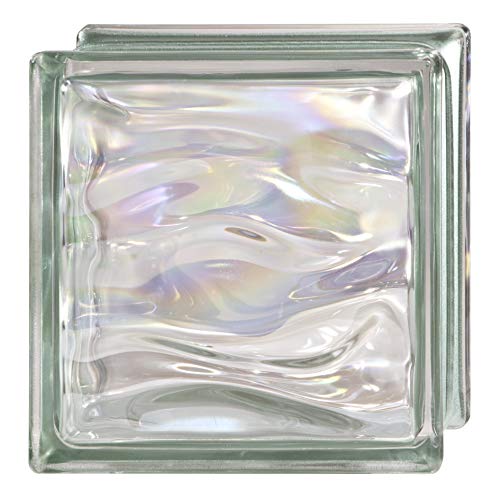 6 Piezas Bloque de vidrio Bormioli Rocco colección Agua Perla Verde | cm 19x19x8 | Unidad de venta 1 caja de 6 pzas