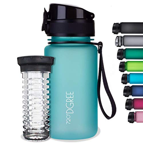 720°DGREE Botella de Agua uberBottle – 350 ml, 350ml, Azul | Novedosa Botella Deportiva | Sin BPA | Ideal para niños, Fitness, Deportes, fútbol, guardería, Escuela, pequeños, antigoteo