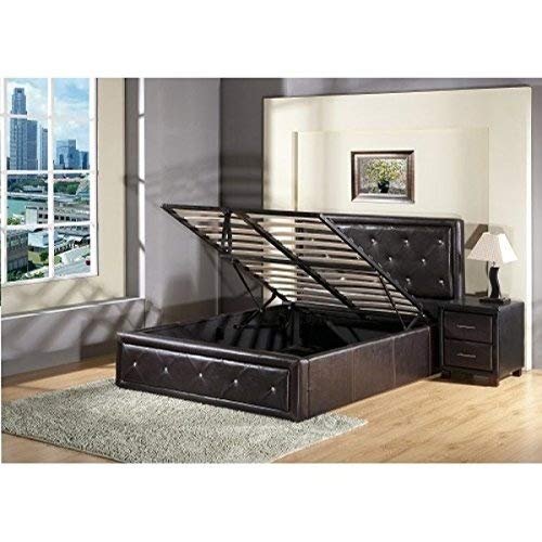 7Star - Cama tipo otomana con canapé para almacenamiento, elevación a gas, negro, matrimonio