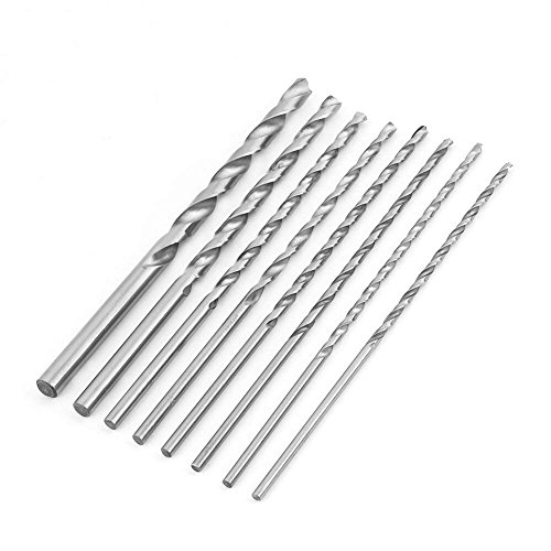 8pcs 200 mm extra larga de acero de alta velocidad de vástago recto torcedura brocas Set herramienta 4-10 mm para madera de plástico y aluminio