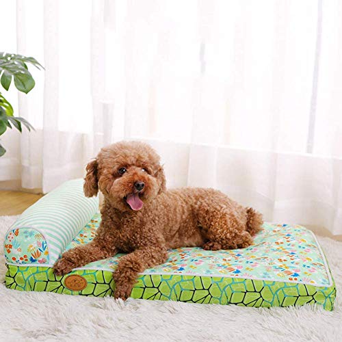 AHP Cama del Perro, Almohadas de Espuma con el pequeño, Mediano, Grande Cama ortopédica del Perro Animales, Masaje Estera de la Cama del Animal doméstico,Verde,L