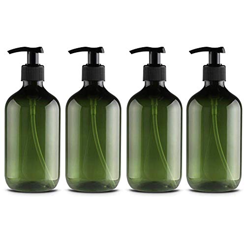 Ailyoo 4 Piezas Botellas dispensadoras de jabón Bombas rellenables para dispensar lociones Champús/Botellas de plástico Dispensador de jabón Loción vacía Bomba de líquido Botella (300ml Green)