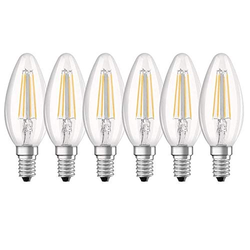 AIYOWEI Paquete de 6 bombillas de filamento LED de 4 W, base E14, casquillo Edison, C35, luz blanca cálida, suave, 3000 K, 450 lm (equivalente a 45 W), CA 220 V
