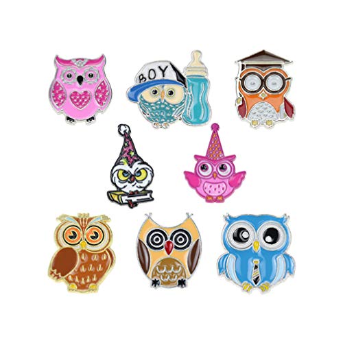 Amosfun 8 Piezas búho Animal Broche Ropa Decorativa Broche aleación Solapa Pin para Fiesta (Estilo Mixto)