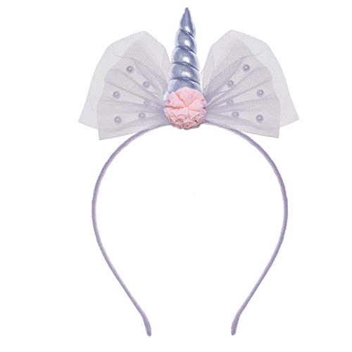 Amosfun Unicorn Horn Hairband Aro Cosplay para Fiesta de Cumpleaños Festivales (Gris)